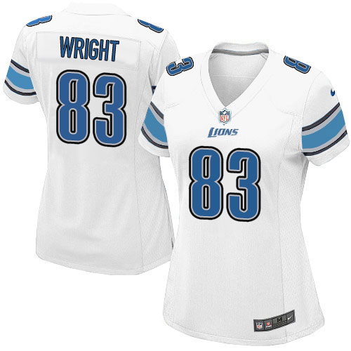 Women's Limited Tim Wright Nike Jersey White Road - #83 NFL Detroit Lions